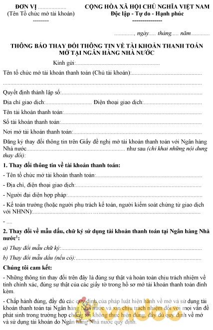 THÔNG BÁO DAS MỞ THÊM TÀI KHOẢN TẠI NGÂN HÀNG .
